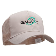 Galaxy Stars Embroidered Solid Cotton Prostyle Twill Mesh Cap - Khaki OSFM