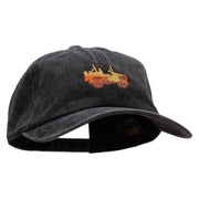 Safari Car Embroidered Pigment Dyed Wash Cap