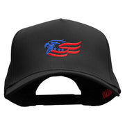 Eagle Flag Embroidered Solid Cotton Twill 5 Panel Prostyle Snap Cap - Black OSFM