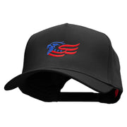 Eagle Flag Embroidered Solid Cotton Twill 5 Panel Prostyle Snap Cap - Black OSFM