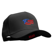 Eagle Flag Embroidered Solid Cotton Twill 5 Panel Prostyle Snap Cap - Black OSFM