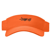 Private Jet Embroidered Brushed Sports Visor - Orange OSFM