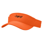 Private Jet Embroidered Brushed Sports Visor - Orange OSFM