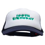 100th Birthday Embroidered Foam Panel Mesh Snapback - Navy-White OSFM