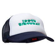 100th Birthday Embroidered Foam Panel Mesh Snapback - Navy-White OSFM