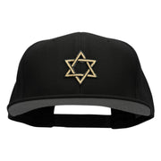 Gold Star of David Patched Wool Blend Pro Style Snapback - Black OSFM