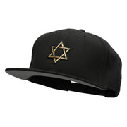 Gold Star of David Patched Wool Blend Pro Style Snapback - Black OSFM