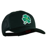 Four Leaf Clover Patched Solid Cotton Twill Mesh Prostyle Cap - Dark-Green OSFM