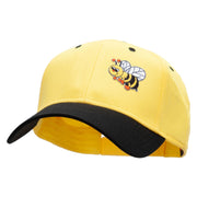 Smiling Bumble Bee Insect Patched Two Tone Cotton Twill Low Profile Strap Cap - Black-Yellow OSFM