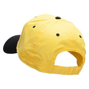 Smiling Bumble Bee Insect Patched Two Tone Cotton Twill Low Profile Strap Cap - Black-Yellow OSFM