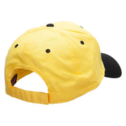 Smiling Bumble Bee Insect Patched Two Tone Cotton Twill Low Profile Strap Cap - Black-Yellow OSFM