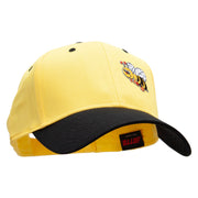 Smiling Bumble Bee Insect Patched Two Tone Cotton Twill Low Profile Strap Cap - Black-Yellow OSFM