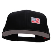 Small Red Patriotic American Flag Superior Cotton Twill Flat Bill Snapback Prostyle Cap - Black OSFM