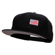 Small Red Patriotic American Flag Superior Cotton Twill Flat Bill Snapback Prostyle Cap - Black OSFM