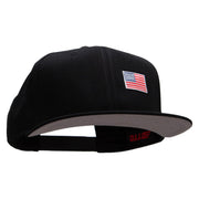 Small Red Patriotic American Flag Superior Cotton Twill Flat Bill Snapback Prostyle Cap - Black OSFM