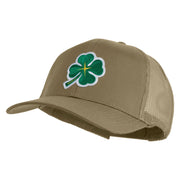 Four Leaf Clover Patched Solid Cotton Twill Mesh Prostyle Cap - Khaki OSFM