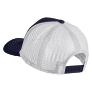Number 7 Faux Leather Patched Premium Mesh Trucker Cap - Navy White OSFM