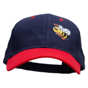 Smiling Bumble Bee Insect Patched Two Tone Cotton Twill Low Profile Strap Cap - Red-Navy OSFM