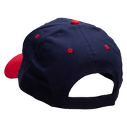 Smiling Bumble Bee Insect Patched Two Tone Cotton Twill Low Profile Strap Cap - Red-Navy OSFM