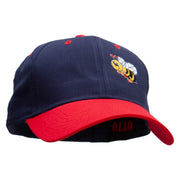 Smiling Bumble Bee Insect Patched Two Tone Cotton Twill Low Profile Strap Cap - Red-Navy OSFM