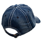 Iridescent No.1 Mom Heart Patched Distressed Heavy Washed Denim Cap - Navy OSFM