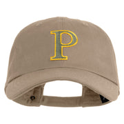 Greek Alphabet RHO Patched Unstructured Cotton Twill Washed Cap - Khaki OSFM