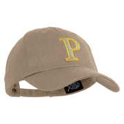 Greek Alphabet RHO Patched Unstructured Cotton Twill Washed Cap - Khaki OSFM