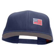 Small Red Patriotic American Flag Superior Cotton Twill Flat Bill Snapback Prostyle Cap - Navy OSFM