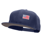 Small Red Patriotic American Flag Superior Cotton Twill Flat Bill Snapback Prostyle Cap - Navy OSFM