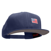 Small Red Patriotic American Flag Superior Cotton Twill Flat Bill Snapback Prostyle Cap - Navy OSFM