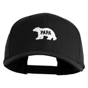 Papa Bear White Patched Retro Cotton Blend Snapback Cap - Black OSFM