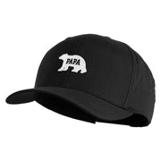 Papa Bear White Patched Retro Cotton Blend Snapback Cap - Black OSFM