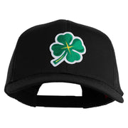 Four Leaf Clover Patched Solid Cotton Twill Mesh Prostyle Cap - Black OSFM