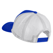 Number 7 Faux Leather Patched Premium Mesh Trucker Cap - Royal White OSFM