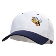 Smiling Bumble Bee Insect Patched Two Tone Cotton Twill Low Profile Strap Cap - Navy-White OSFM