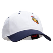 Smiling Bumble Bee Insect Patched Two Tone Cotton Twill Low Profile Strap Cap - Navy-White OSFM