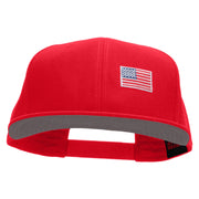 Small Red Patriotic American Flag Superior Cotton Twill Flat Bill Snapback Prostyle Cap - Red OSFM