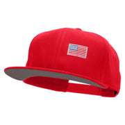 Small Red Patriotic American Flag Superior Cotton Twill Flat Bill Snapback Prostyle Cap - Red OSFM