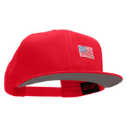 Small Red Patriotic American Flag Superior Cotton Twill Flat Bill Snapback Prostyle Cap - Red OSFM