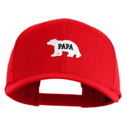 Papa Bear White Patched Retro Cotton Blend Snapback Cap - Red OSFM