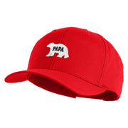 Papa Bear White Patched Retro Cotton Blend Snapback Cap - Red OSFM