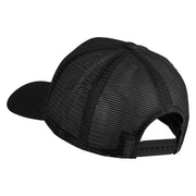 Number 7 Faux Leather Patched Premium Mesh Trucker Cap - Black Black OSFM