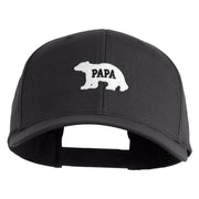Papa Bear White Patched Retro Cotton Blend Snapback Cap - Charcoal OSFM