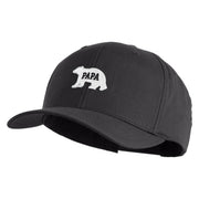 Papa Bear White Patched Retro Cotton Blend Snapback Cap - Charcoal OSFM