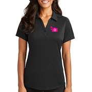 Camera And Hearts Ladies Big Size Port Authority Diamond Jacquard Polo Shirt - Black XS