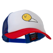 Sunny Smile with Cloud Heat Transfer Foam Panel Mesh Snapback