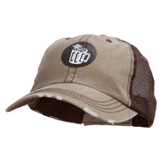 Oktoberfest Skull in Beer Cup Heat Transfer Low Profile Special Cotton Mesh Cap - Khaki-Brown OSFM