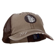 Oktoberfest Skull in Beer Cup Heat Transfer Low Profile Special Cotton Mesh Cap - Khaki-Brown OSFM