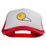 Sunny Smile with Cloud Heat Transfer Foam Panel Mesh Snapback