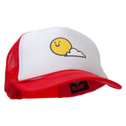 Sunny Smile with Cloud Heat Transfer Foam Panel Mesh Snapback